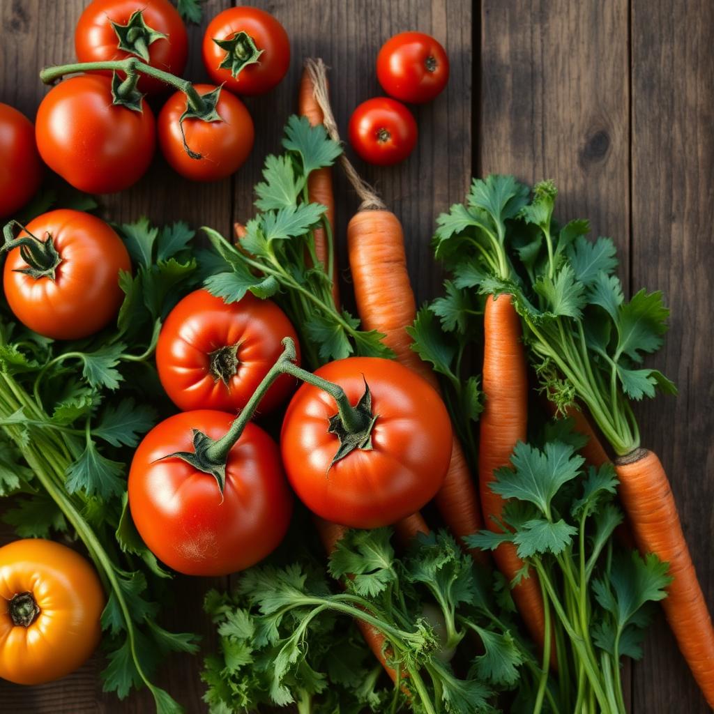 Freshly harvested heirloom vegetables